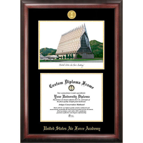 United States Air Force Academy Gold Embossed Diploma Frame With Limited Edition Lithograph