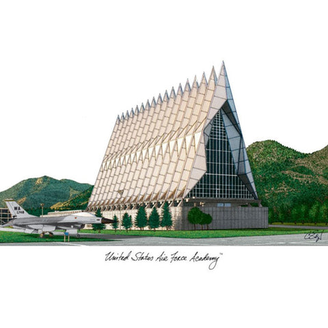 United States Air Force Academy Campus Images Lithograph Print