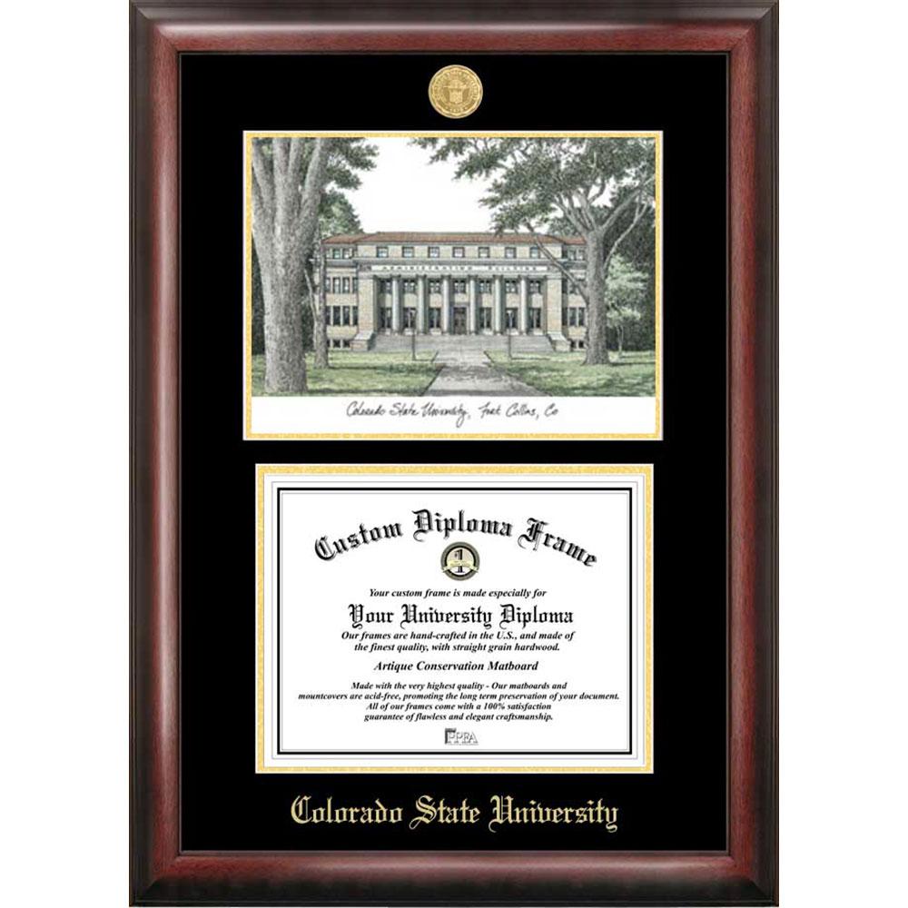 Colorado State University Gold Embossed Diploma Frame With Limited Edition Lithograph