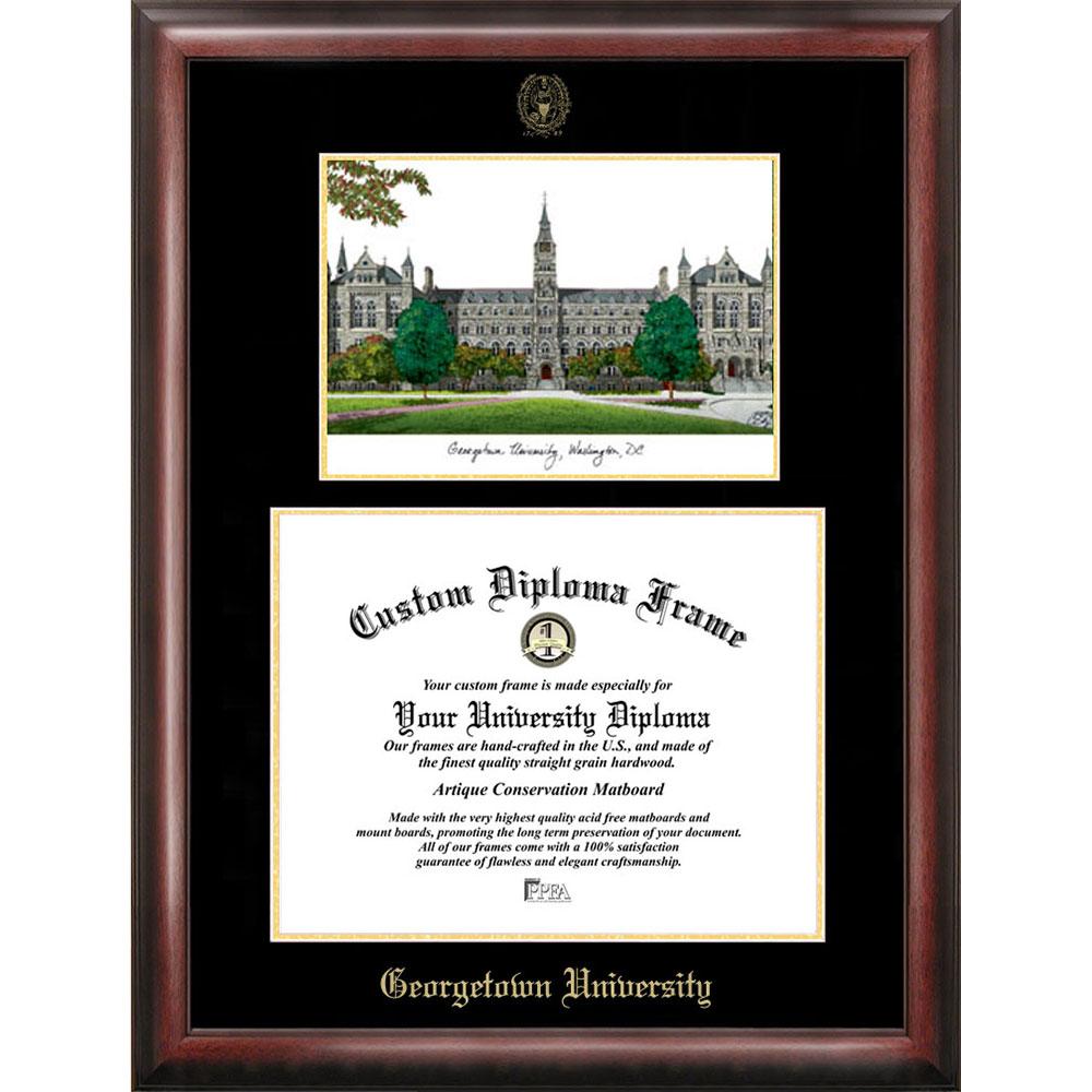 Georgetown University Gold Embossed Diploma Frame With Limited Edition Lithograph