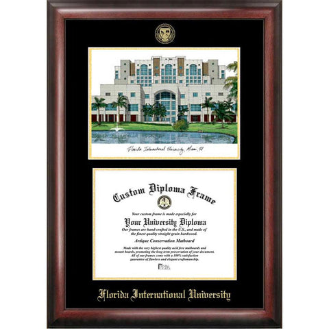 Florida International University Gold Embossed Diploma Frame With Limited Edition Lithograph