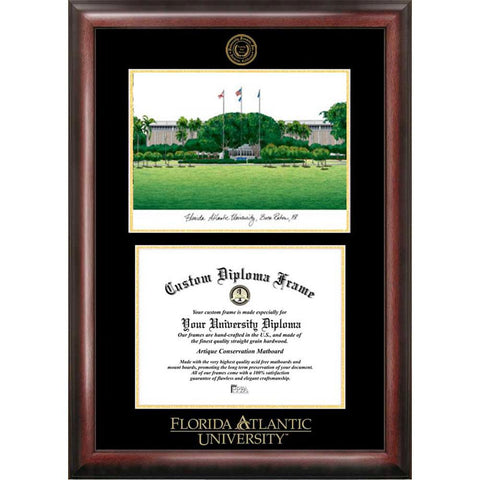 Florida Atlantic University Gold Embossed Diploma Frame With Limited Edition Lithograph