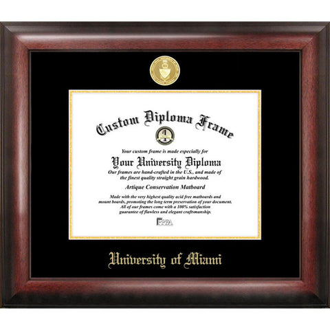 University Of Miami Gold Embossed Diploma Frame