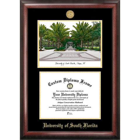 University Of South Florida Gold Embossed Diploma Frame With Limited Edition Lithograph