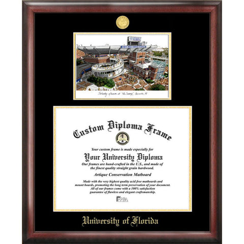 University Of Florida, The Swamp Gold Embossed Diploma Frame With Limited Edition Lithograph