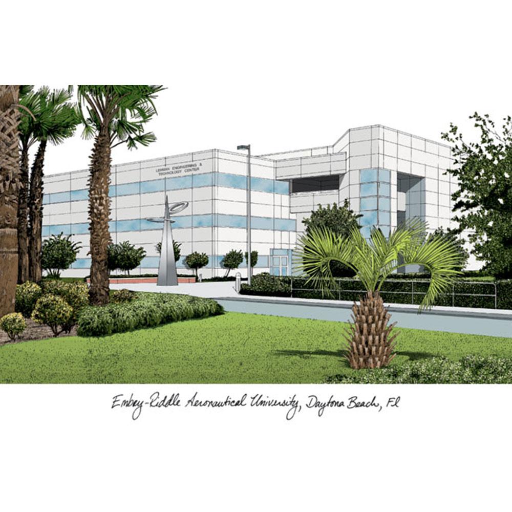 Embry-riddle University Campus Images Lithograph Print