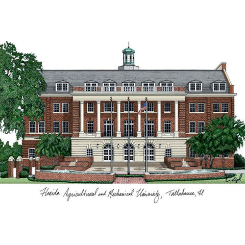 Florida A&m University Campus Images Lithograph Print