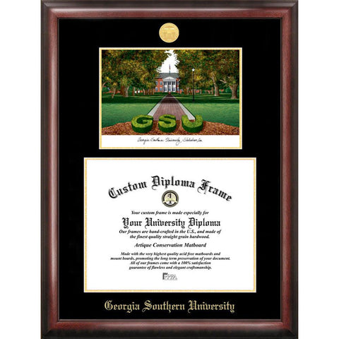 Georgia Southern University Gold Embossed Diploma Frame With Limited Edition Lithograph