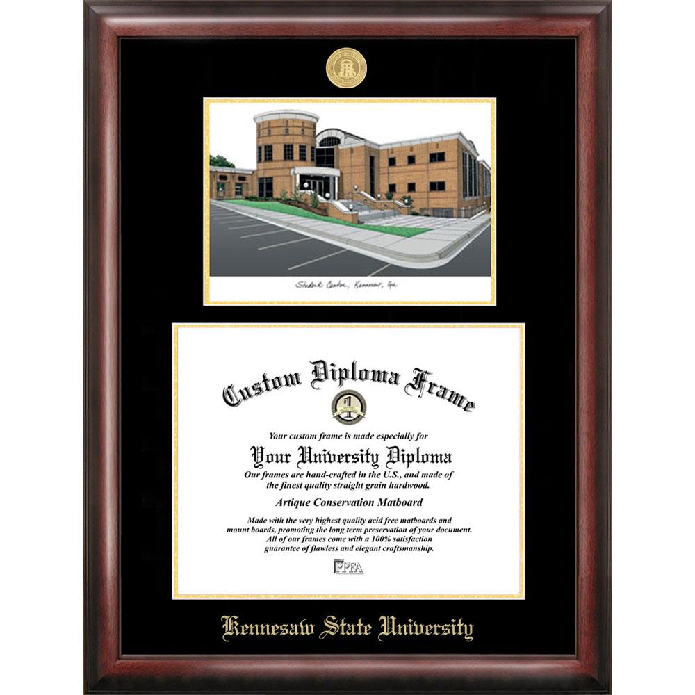 Kennesaw State University Gold Embossed Diploma Frame With Limited Edition Lithograph