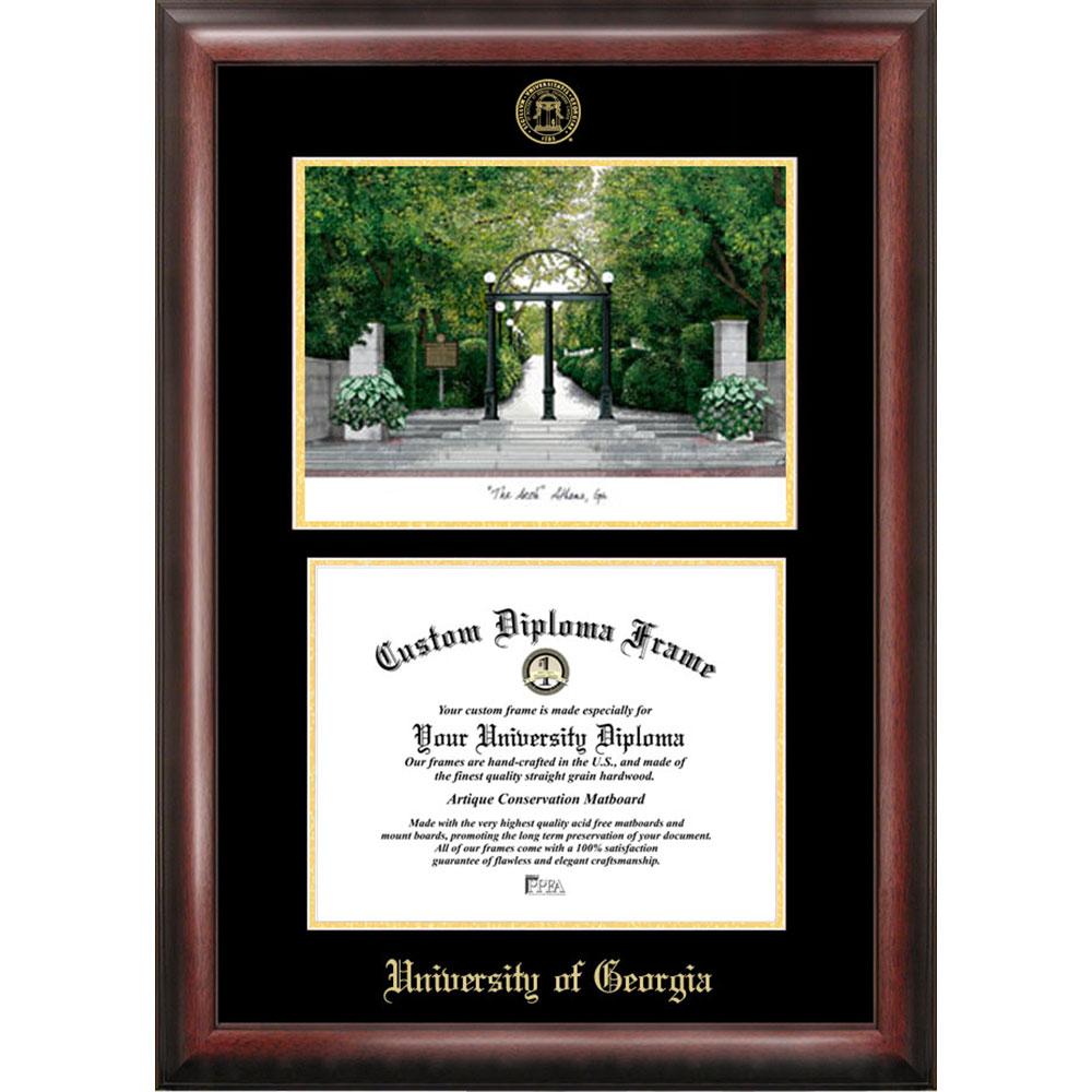 University Of Georgia Gold Embossed Diploma Frame With Limited Edition Lithograph