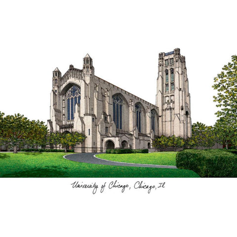 University Of Chicago Campus Images Lithograph Print