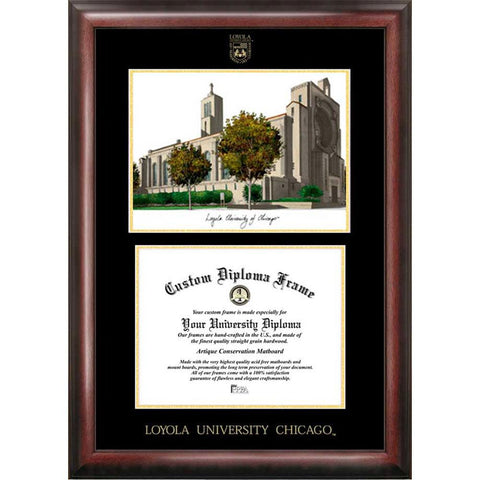 Loyola Marymount University Gold Embossed Diploma Frame With Limited Edition Lithograph