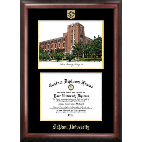 Depaul Univ Gold Embossed Diploma Frame With Limited Edition Lithograph