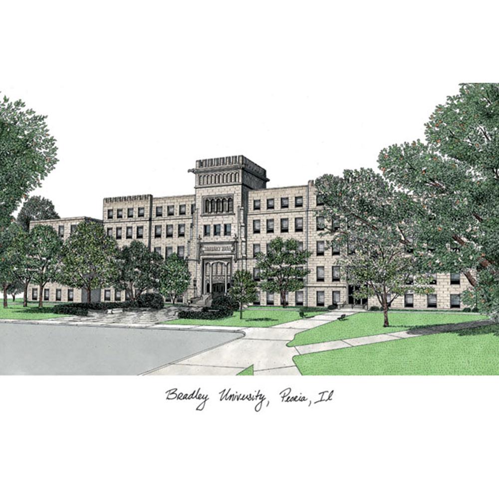 Bradley University Campus Images Lithograph Print