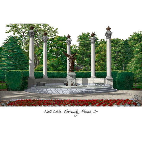 Ball State University Campus Images Lithograph Print