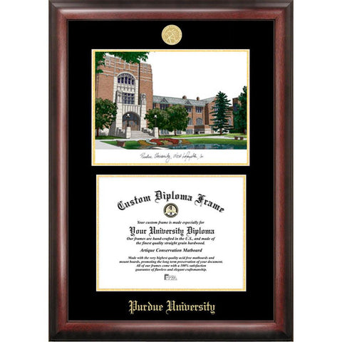 Purdue University Gold Embossed Diploma Frame With Limited Edition Lithograph