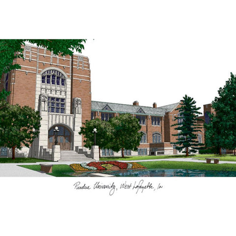 Purdue University Campus Images Lithograph Print