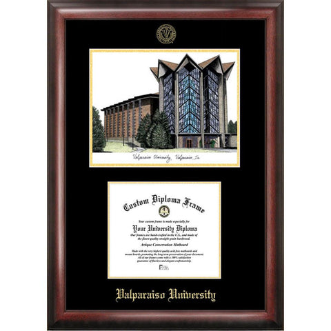 Valparaiso University Gold Embossed Diploma Frame With Limited Edition Lithograph