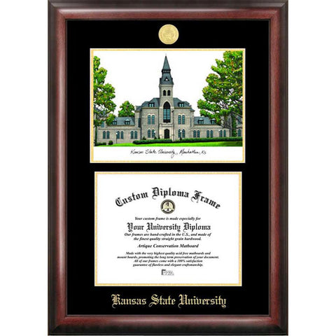 Kansas State University Gold Embossed Diploma Frame With Limited Edition Lithograph