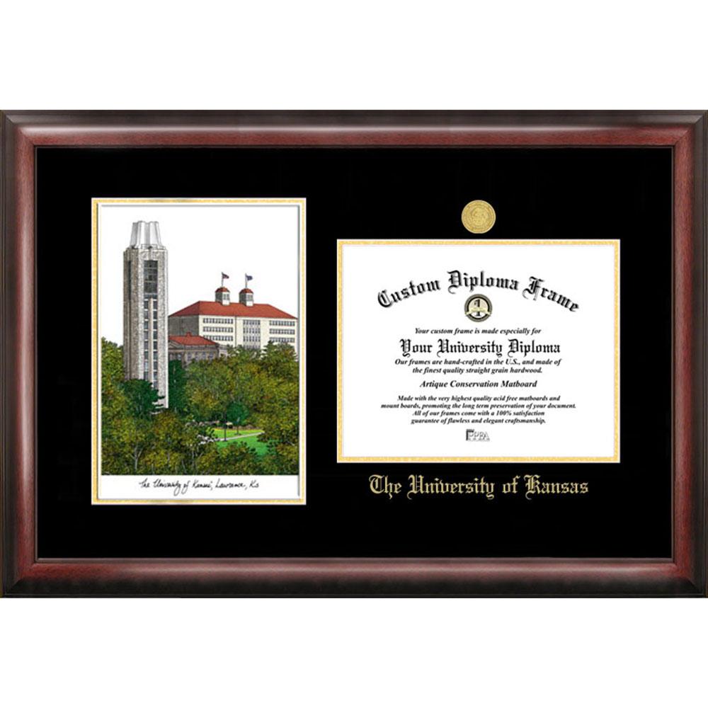 University Of Kansas Gold Embossed Diploma Frame With Limited Edition Lithograph