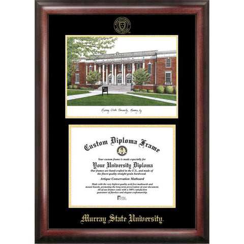 Murray State University Gold Embossed Diploma Frame With Campus Images Lithograph