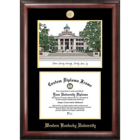 Western Kentucky University Gold Embossed Diploma Frame With Limited Edition Lithograph