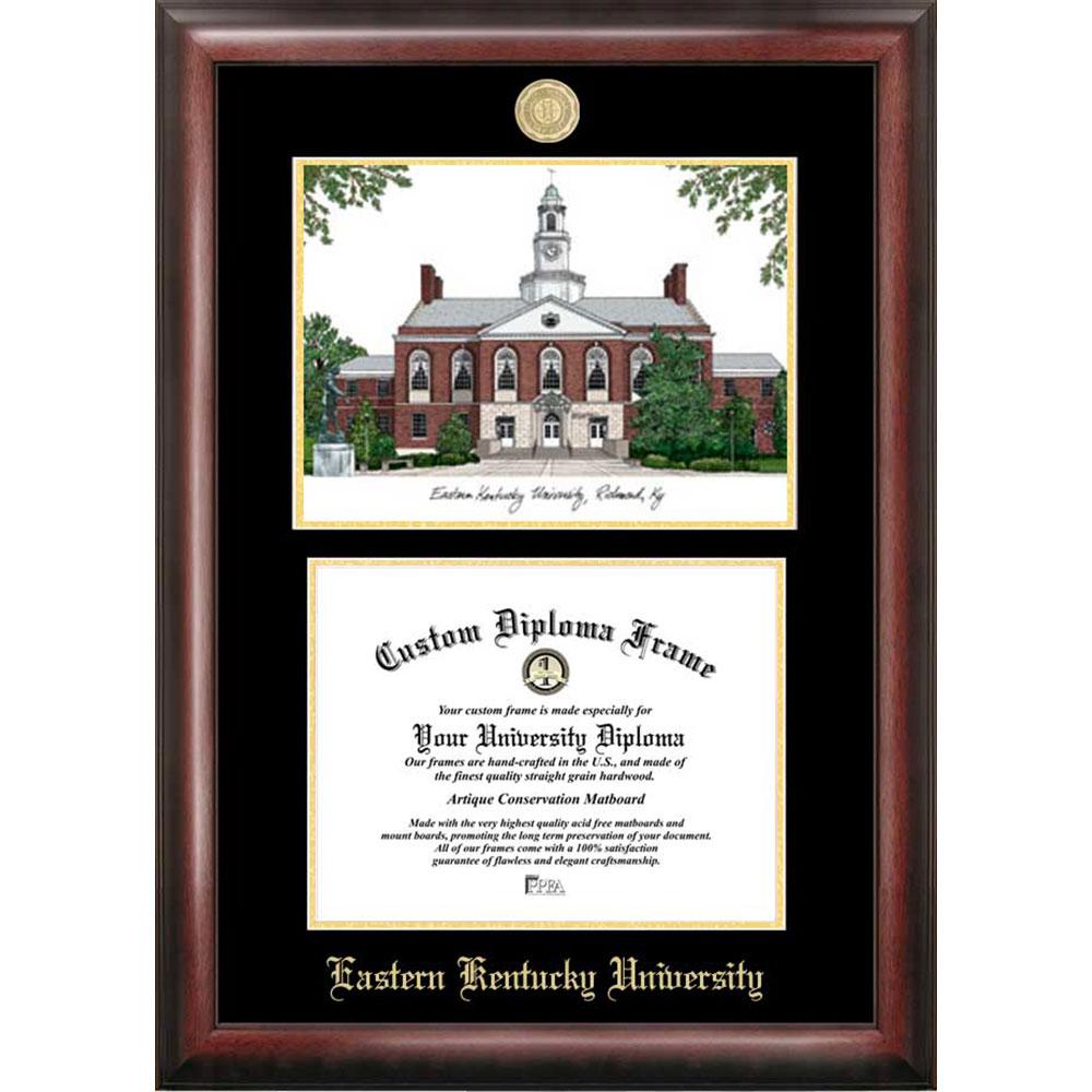 Eastern Kentucky University Gold Embossed Diploma Frame With Limited Edition Lithograph