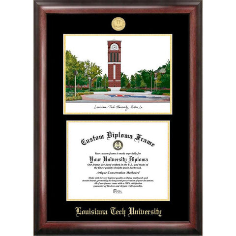 Louisiana Tech University Gold Embossed Diploma Frame With Limited Edition Lithograph