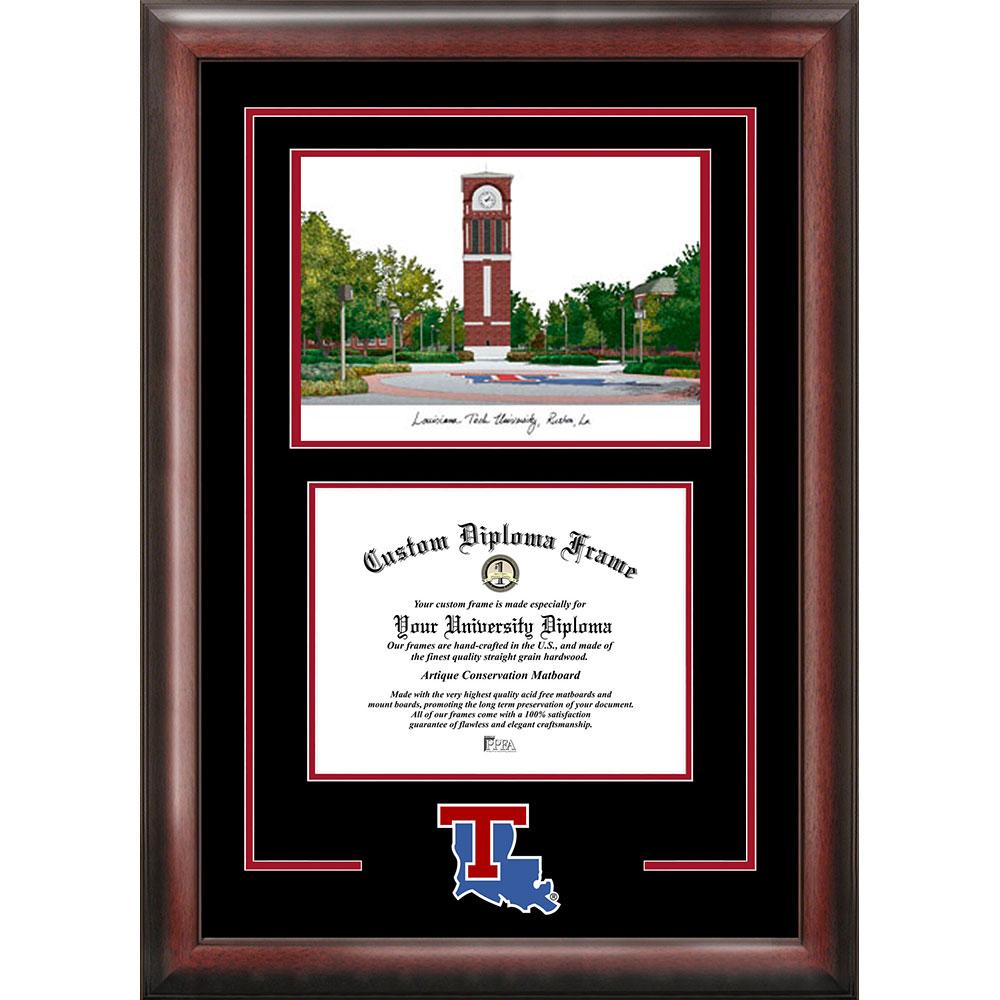 Louisiana Tech University "spirit" Graduate Frame With Campus Image