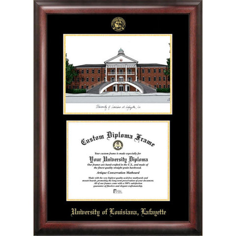 University Of Louisiana, Lafayette Gold Embossed Diploma Frame With Limited Edition Lithograph