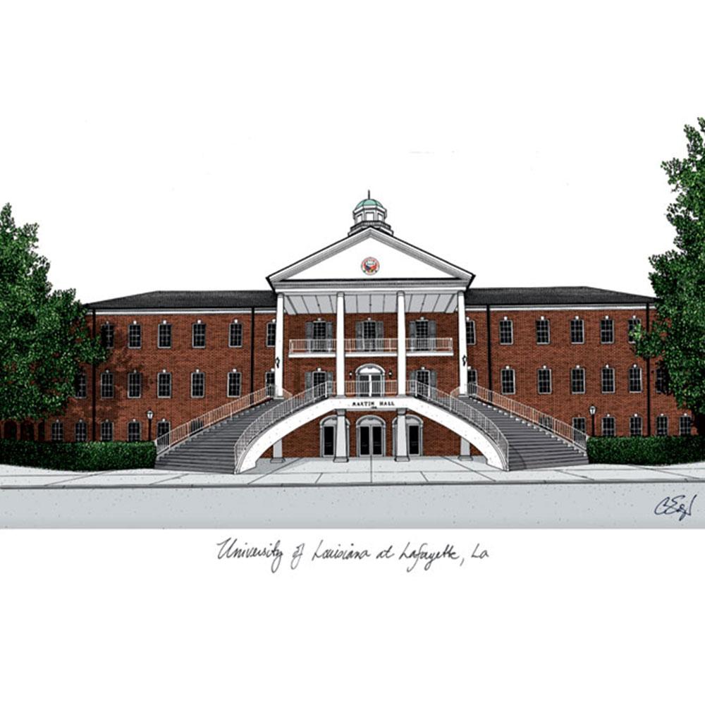 University Of Louisiana-lafayette Campus Images Lithograph Print