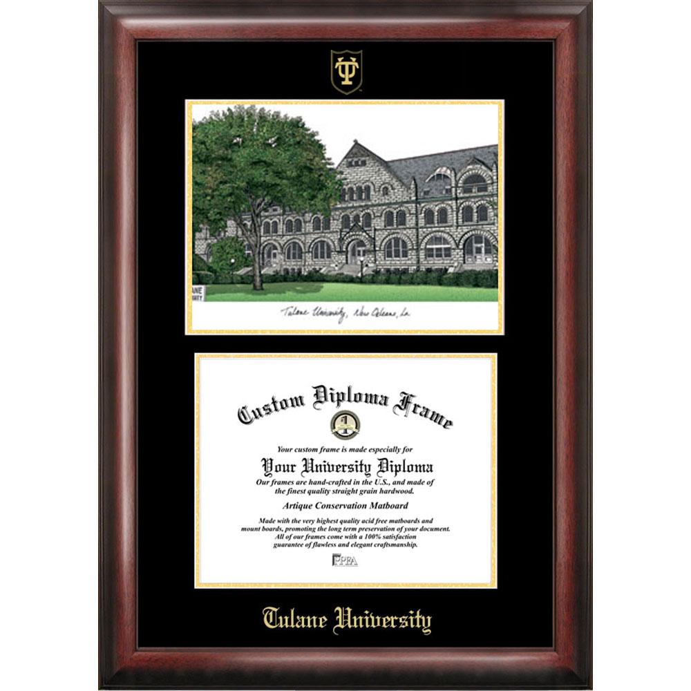 Tulane University Gold Embossed Diploma Frame With Limited Edition Lithograph