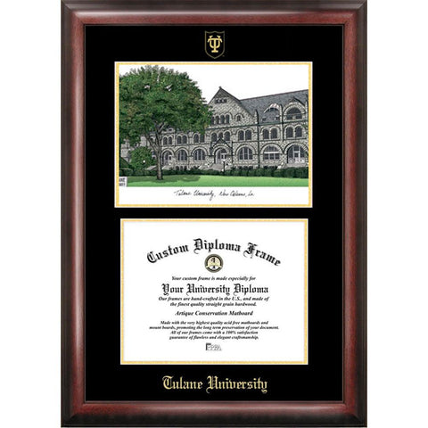 Tulane University Gold Embossed Diploma Frame With Limited Edition Lithograph