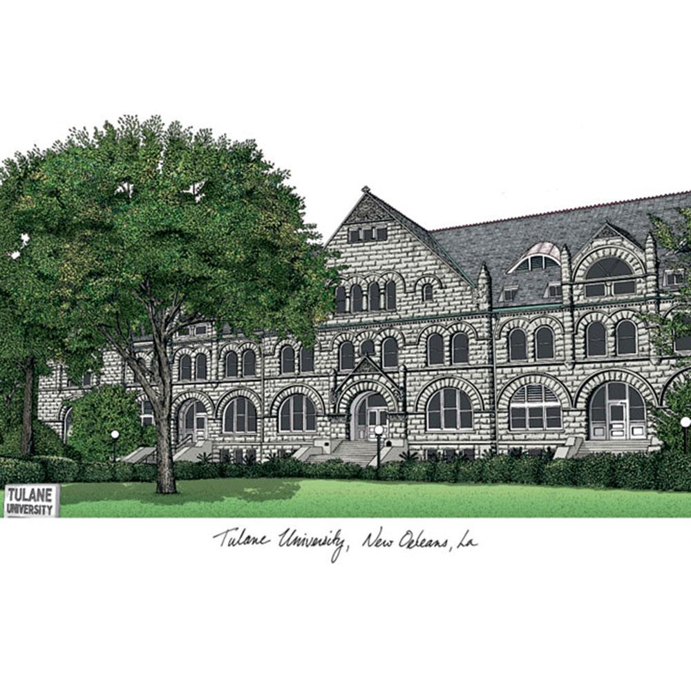 Tulane University Campus Images Lithograph Print