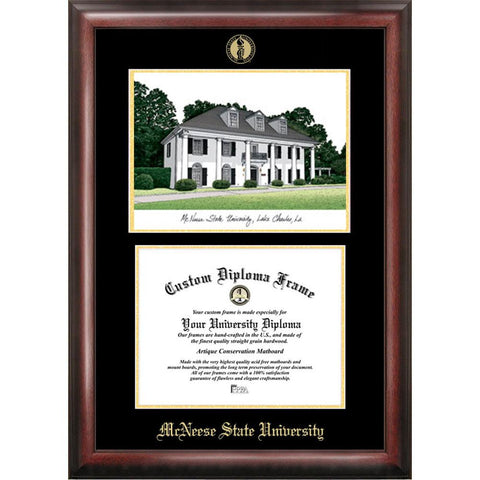 Mcneese State University Gold Embossed Diploma Frame With Limited Edition Lithograph