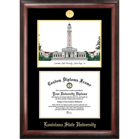 Louisiana State University Gold Embossed Diploma Frame With Limited Edition Lithograph