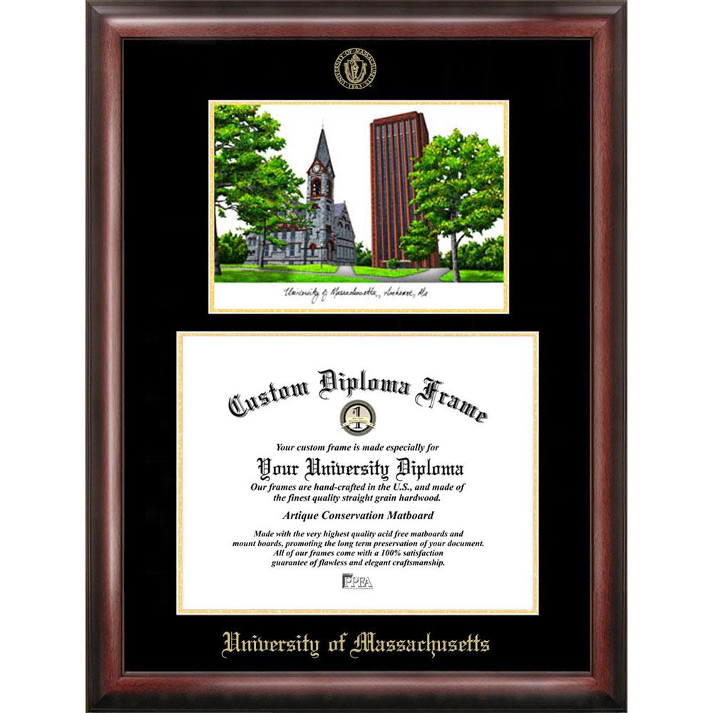 University Of Massachusetts Gold Embossed Diploma Frame With Limited Edition Lithograph