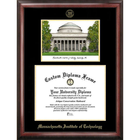 Massachusetts Institute Of Technology Gold Embossed Diploma Frame With Limited Edition Lithograph