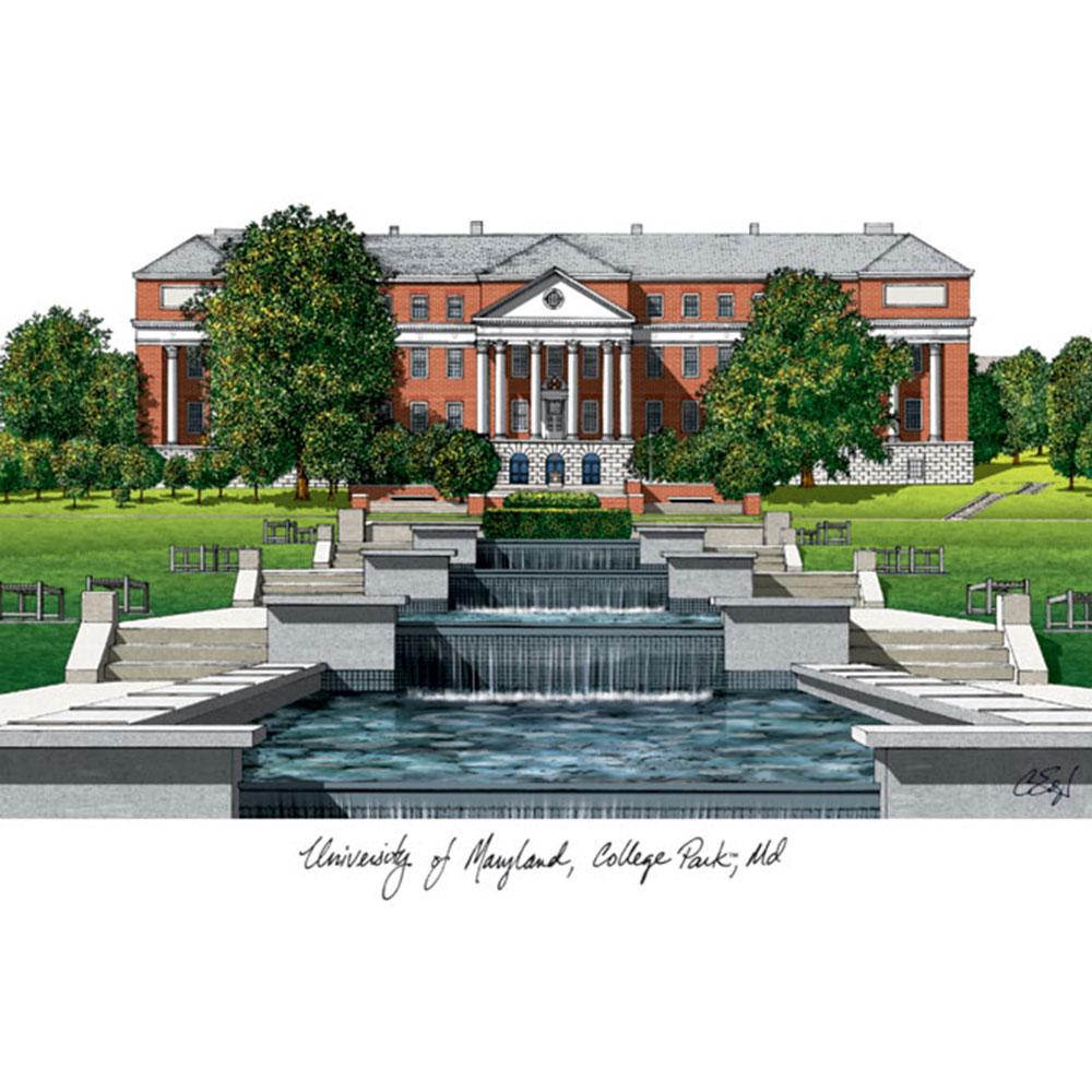 University Of Maryland Campus Images Lithograph Print