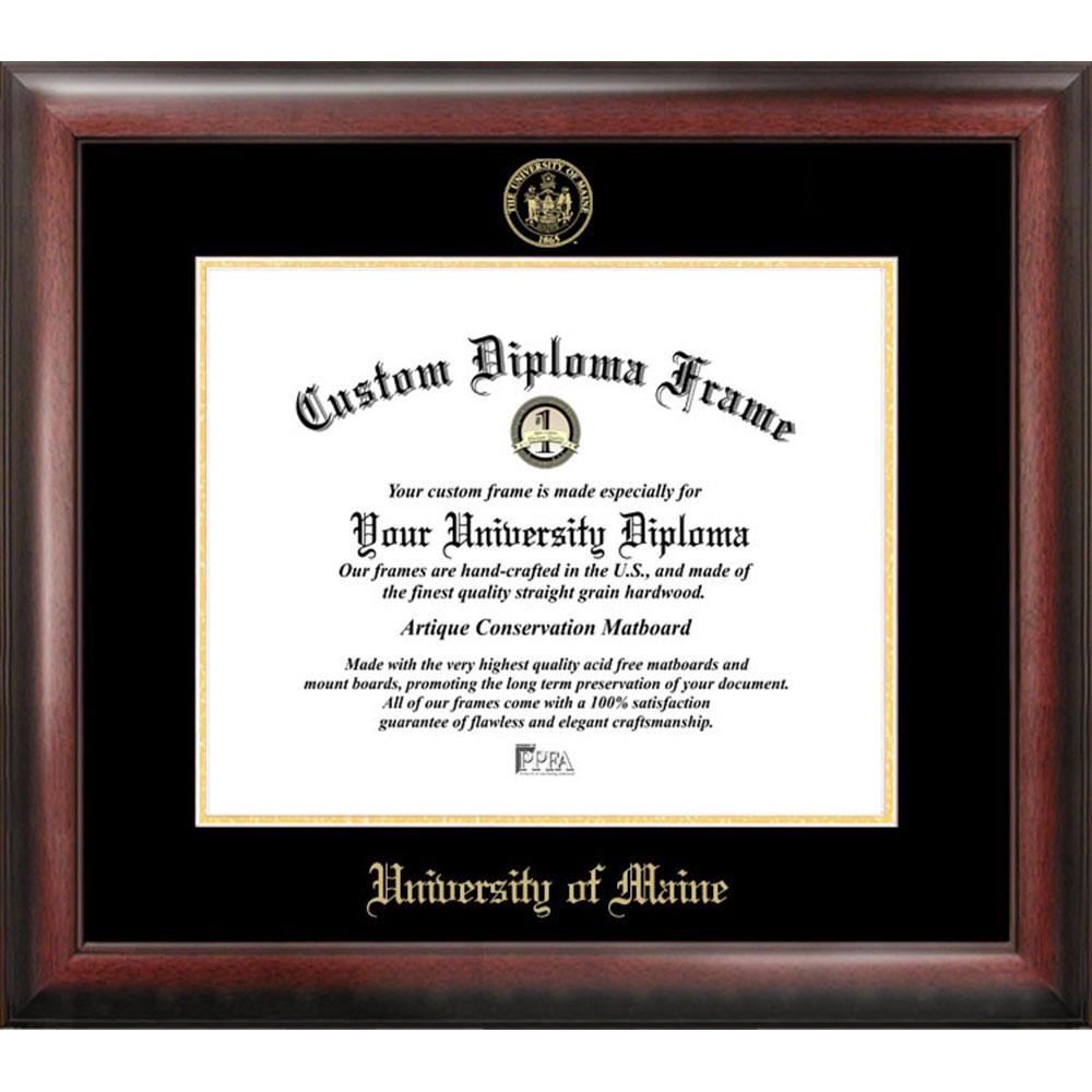 University Of Maine Gold Embossed Diploma Framewith Limited Edition Lithograph