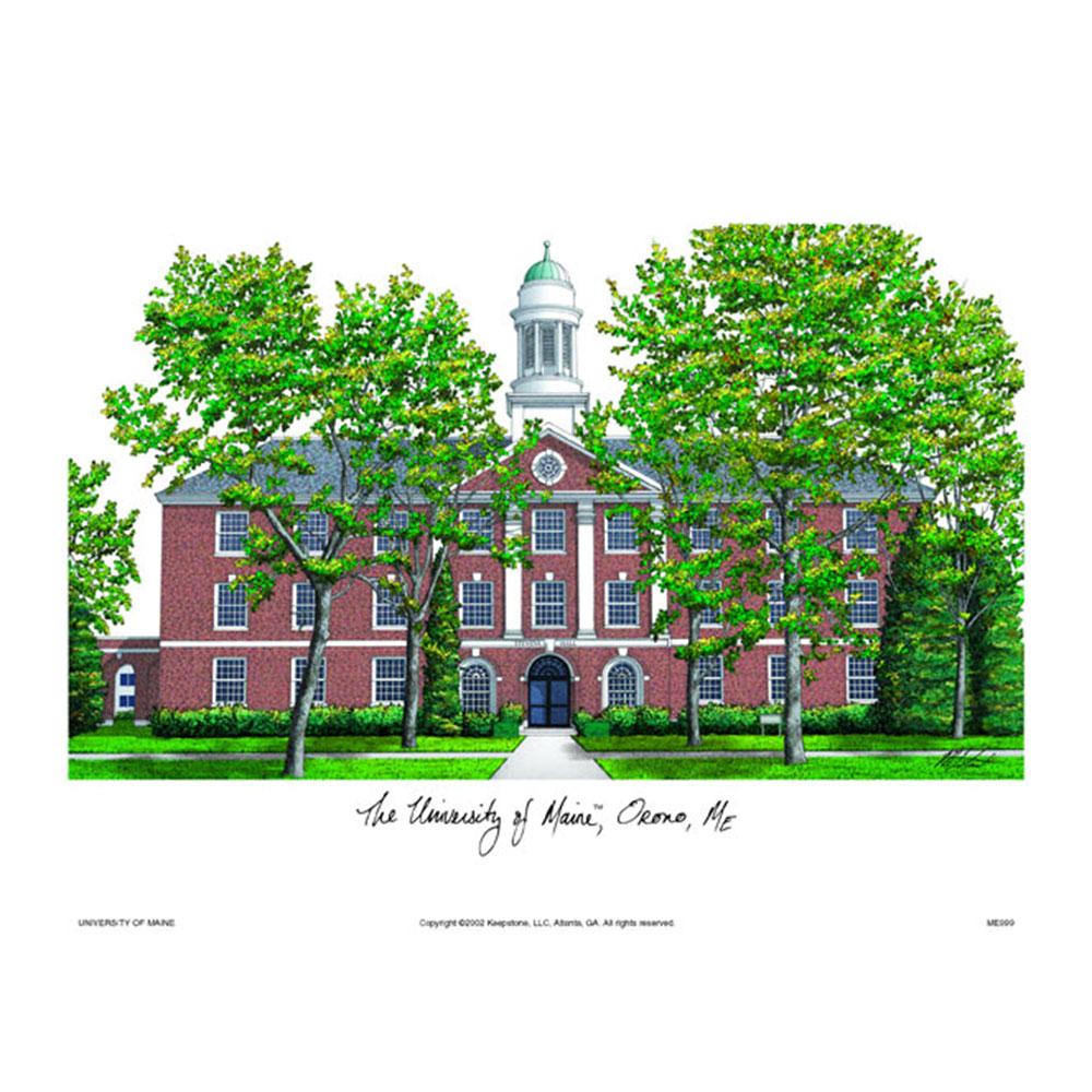 Maine University Campus Images Lithograph Print