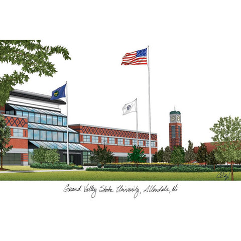 Grand Valley State University Campus Images Lithograph Print