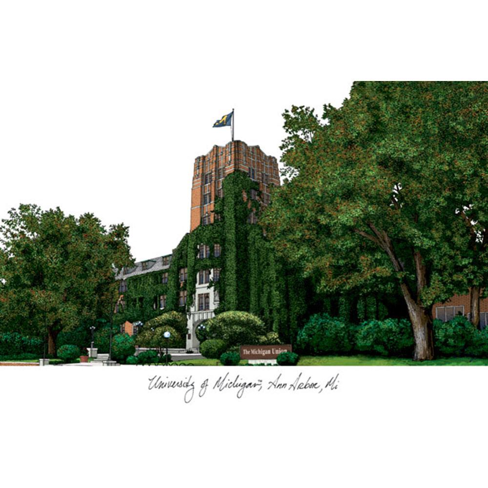 University Of Michigan Campus Images Lithograph Print