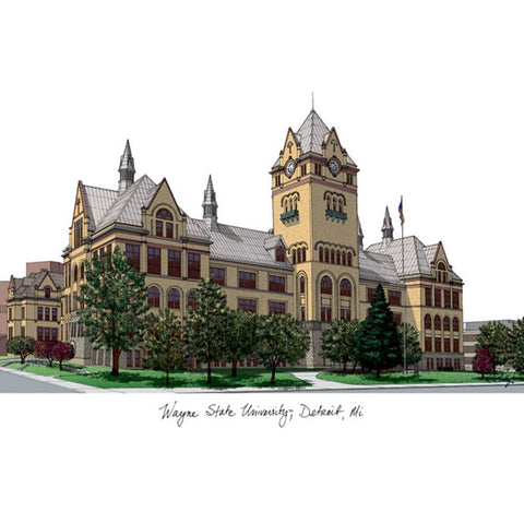 Wayne State University Campus Images Lithograph Print