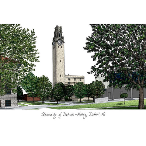 University Of Detroit, Mercy Campus Images Lithograph Print