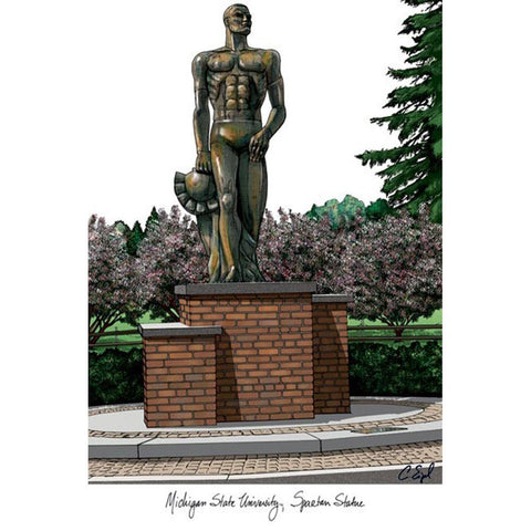 Michigan State University,spartan,campus Images Lithograph Print