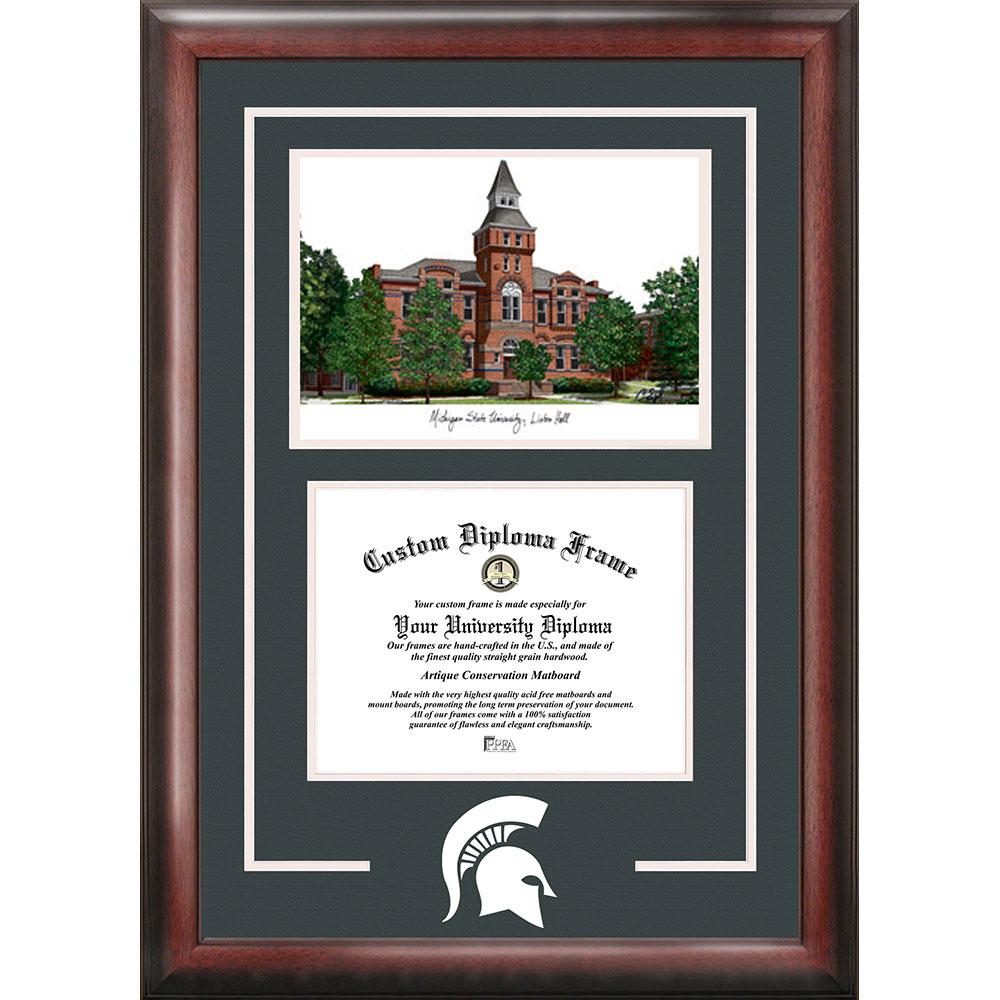 Michigan State University, Linton Hall, "spirit" Graduate Frame With Campus Image