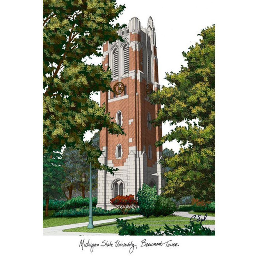 Michigan State University: Beaumont Tower Lithograph Print