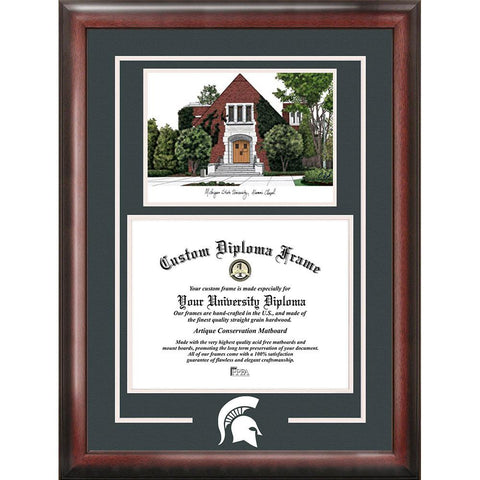 Michigan State University Alumni Chapel "spirit" Graduate Frame With Campus Image