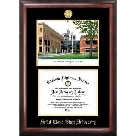 Saint Cloud University Gold Embossed Diploma Frame With Limited Edition Lithograph